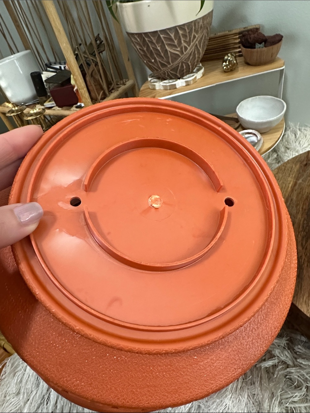 Vintage LAWNWARE TWO•IN•ONE Plastic Planter Reversible Saucer Terracotta Tone - Picture 5 of 17